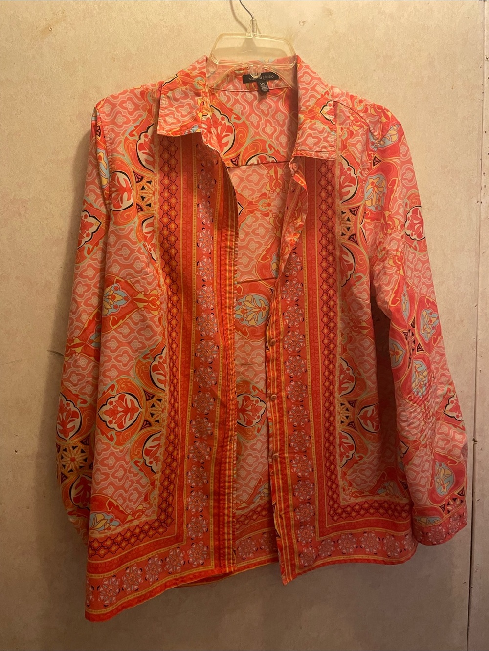 Rafaella Coral and Aqua Print Blouse